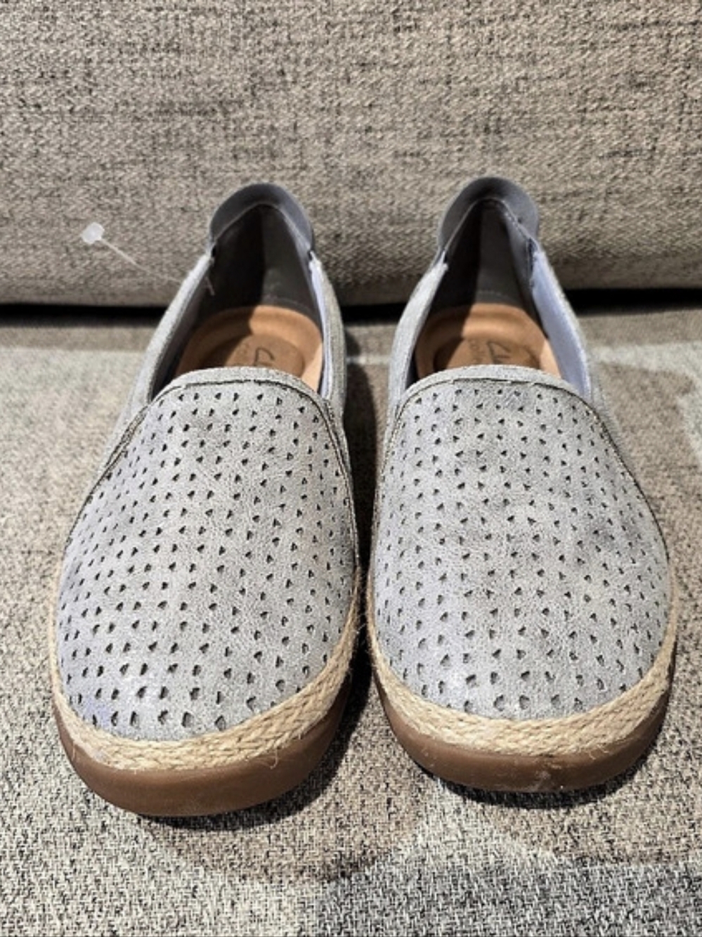 Clarks Danelly Shine Espadrille Slip On Flats Gray